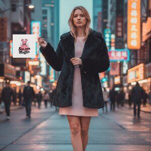 NWT Relish Noless Black Faux Fur Glamour Coat